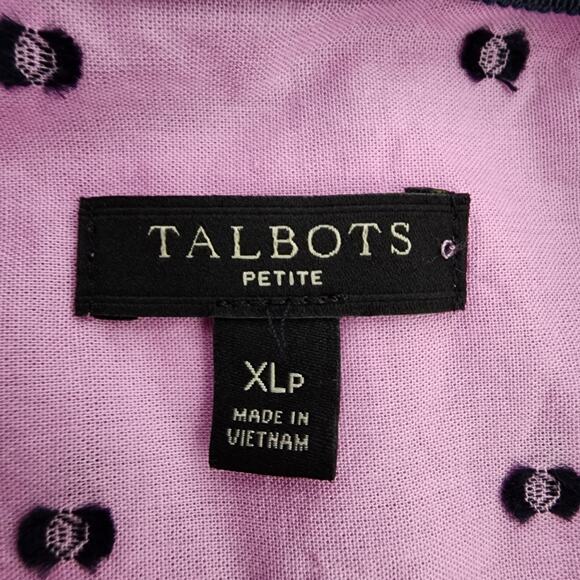 Talbots Petite Women Top Lilac Purple Collared Swiss Dot Popover Blouse Size XLP - Picture 7 of 8